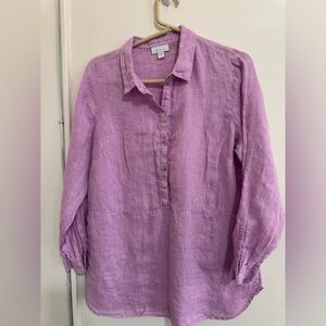 J. Jill Love Linen Popover Tunic lilac long or roll tab sleeve size M petite